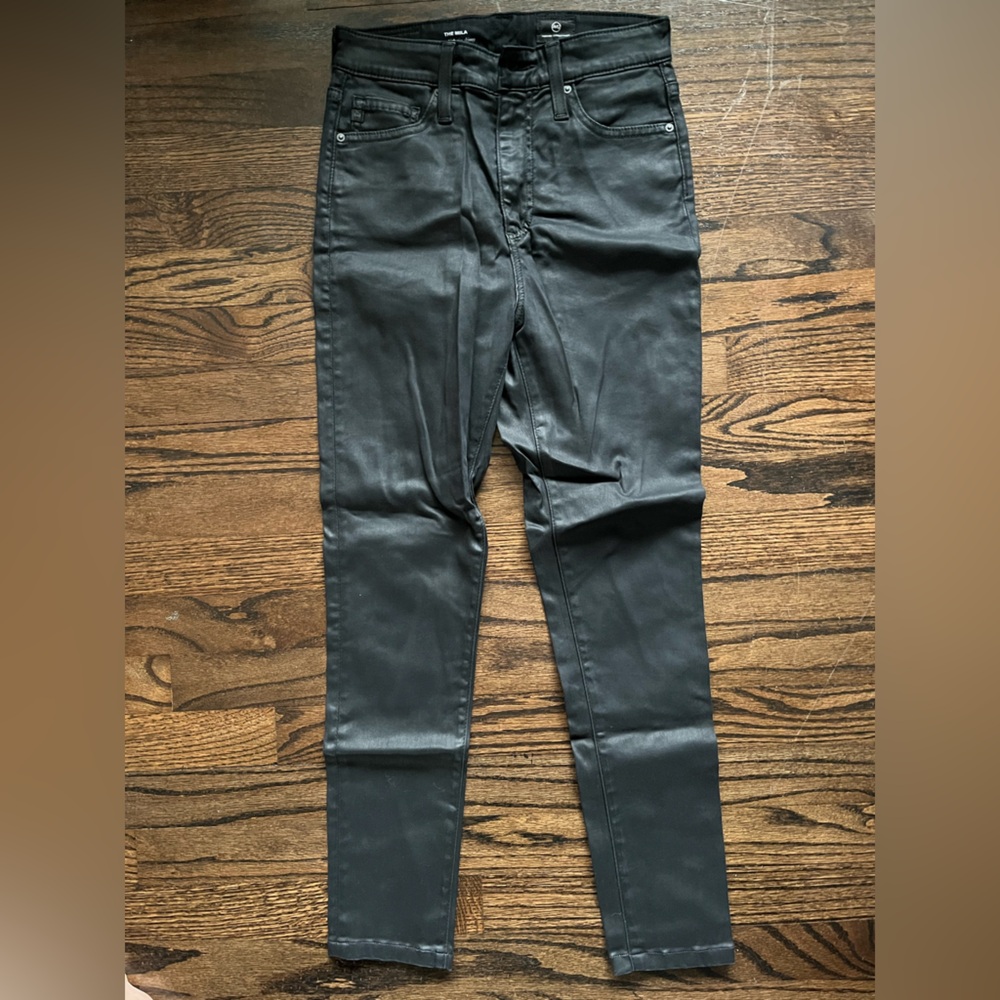 AG Mila Super High Rise Skinny coated black jeans